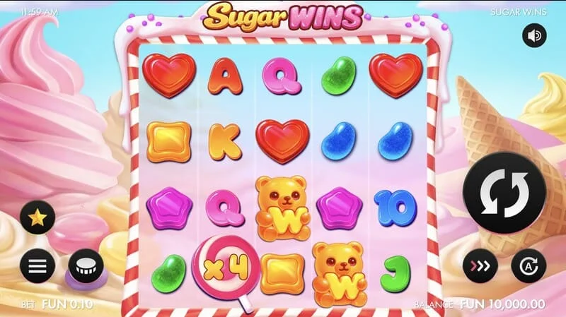 Sugar Wins - speelscherm met 5x4 rollen